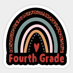 Fourth Grade T-shirt Gift Leopard Rainbow Sticker